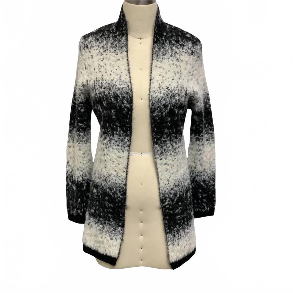 NEW DOE AND RAE women's ombre open front cardigan sweater in black